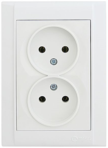Розетка подвійна без заземлення Defne білий