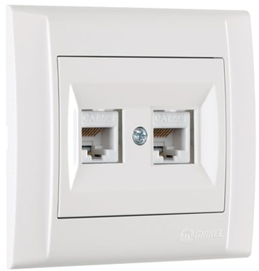 Розетка комп'ютерна подвійна (2 X RJ45 Cat5) Defne білий