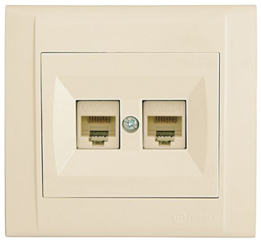 Розетка комп'ютерна подвійна (2 X RJ45 Cat5) Defne крем
