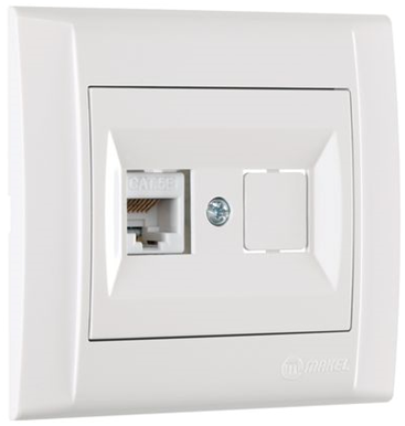 Розетка компьютерна одинарна (RJ45 Cat5e) Defne білий