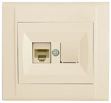 Розетка компьютерна одинарна (RJ45 Cat5e) Defne крем