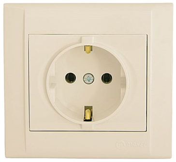 Розетка з заземленням Defne крем