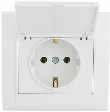 Розетка з заземленням та кришкою Defne білий