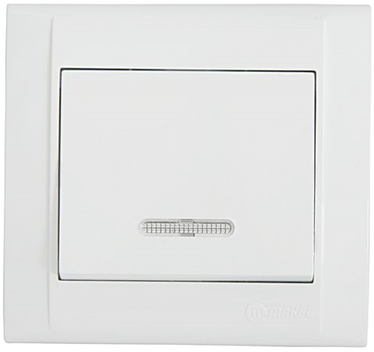 Вимикач одноклавішний з підсвітленням Defne білий