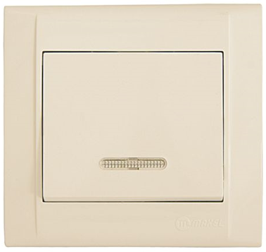 Вимикач одноклавішний з підсвітленням Defne крем