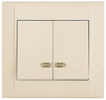 Вимикач 2-клавішний з підсвітленням Defne крем