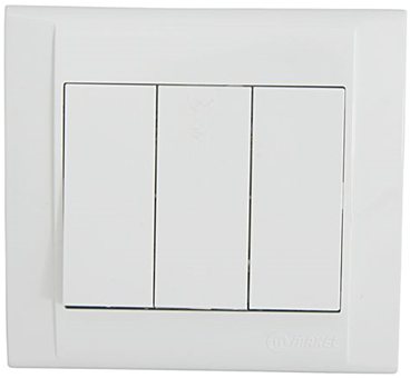 Вимикач 3-клавішний, 1 вхід, 3 виходи Defne білий