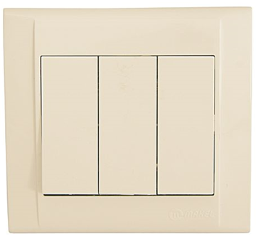Вимикач 3-клавішний, 1 вхід, 3 виходи Defne крем