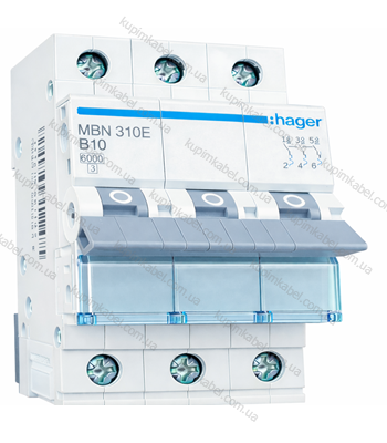 HAGER автоматичний вимикач 3p 10A B MBN310E
