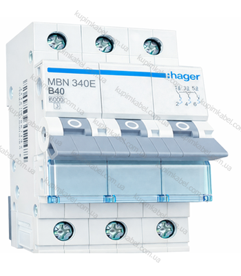 HAGER автоматичний вимикач 3p 40A B MBN340E