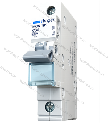 HAGER автоматичний вимикач 1p 63A C MCN163