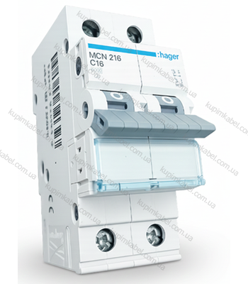 HAGER автоматичний вимикач 2p 16A C MCN216