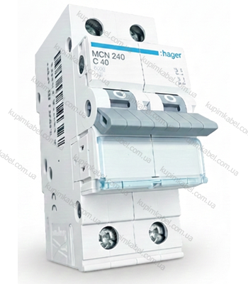 HAGER автоматичний вимикач 2p 40A C MCN240