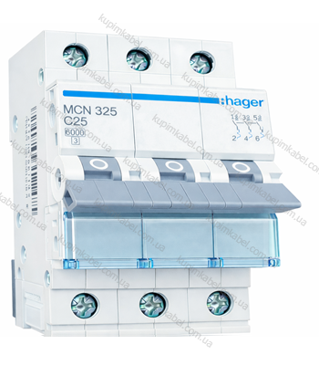 HAGER автоматичний вимикач 3p 25A C MCN325
