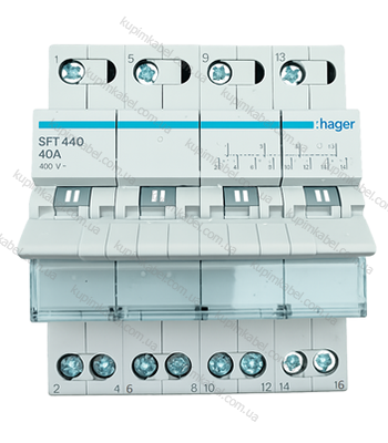 HAGER Перемикач 1-0-2 4 полюсний 40А/400В