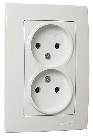 Розетка подвійна без заземлення Lillium Natural Kare білий