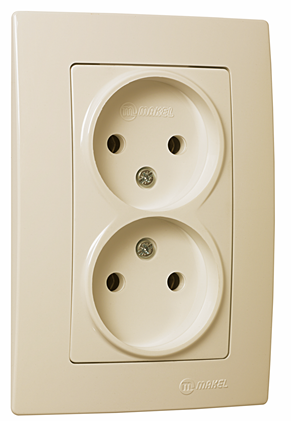 Розетка подвійна без заземлення Lillium Natural Kare крем