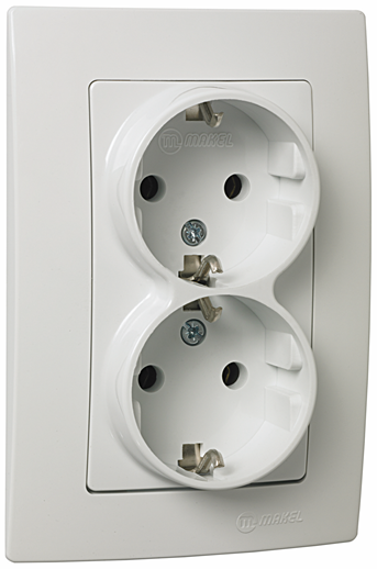 Розетка подвійна з заземленням Lillium Natural Kare білий