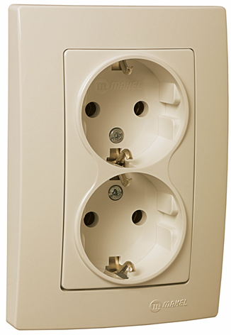 Розетка подвійна з заземленням Lillium Natural Kare крем