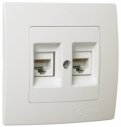 Розетка комп'ютерна подвійна (2 X RJ45 Cat5) Lillium Natural Kare Білий