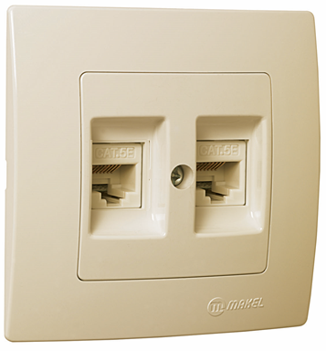 Розетка комп'ютерна подвійна (2 X RJ45 Cat5) Lillium Natural Kare крем