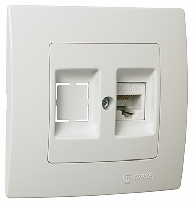 Розетка компьютерна одинарна (RJ45 Cat5e) Lillium Natural Kare білий