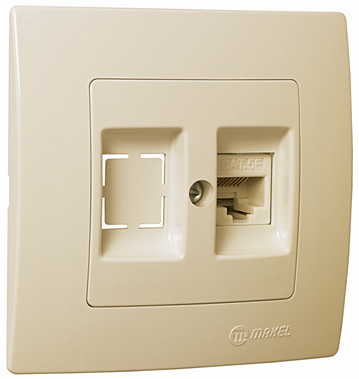 Розетка компьютерна одинарна (RJ45 Cat5e) Lillium Natural Kare крем