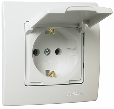 Розетка з заземленням та кришкою Lillium Natural Kare білий