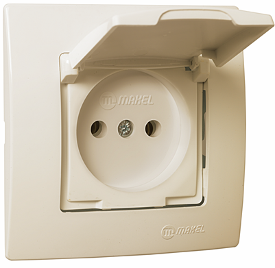 Розетка з заземленням та кришкою Lillium Natural Kare крем