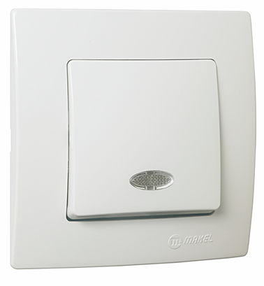 Вимикач одноклавішний з підсвітленням Lillium Natural Kare білий