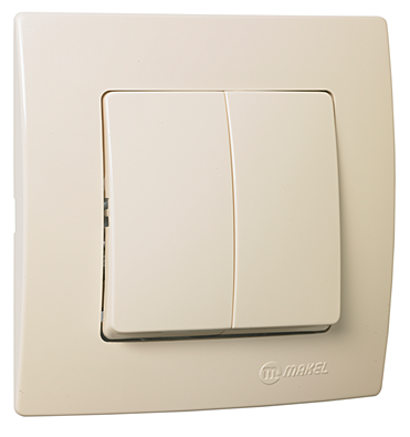 Вимикач 2-клавішний Lillium Natural Kare крем