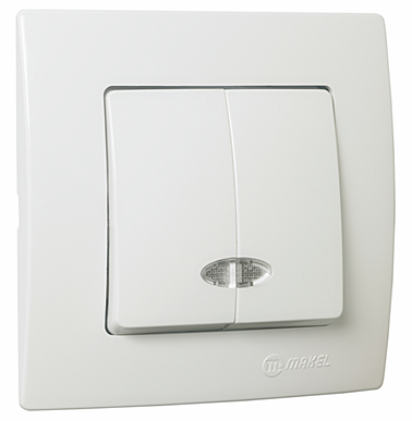 Вимикач 2-клавішний з підсвітленням Lillium Natural Kare білий