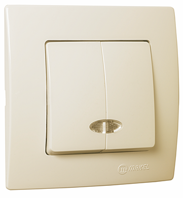 Вимикач 2-клавішний з підсвітленням Lillium Natural Kare крем