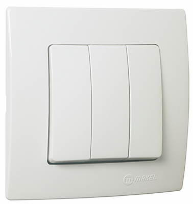 Вимикач 3-клавішний Lillium Natural Kare білий