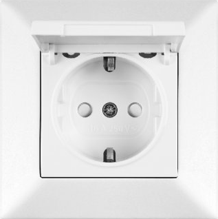 Meridian Розетка з з/к і кришкою (білий)