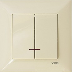 Meridian Вимикач 2-х клавішний з підсвіткою (крем)