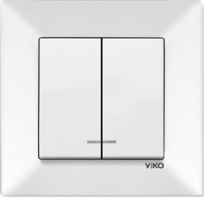 Meridian Вимикач 2-х клавішний з підсвіткою (білий)