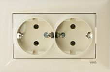 Meridian Розетка подвійна з з/к (крем)