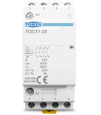 Контактор модульний ТОСТ1 4P 25A (4NО)