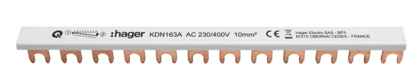 HAGER KDN 163A Шина з'єднувальна , вилочного типу, 12 мод., 10 мм2