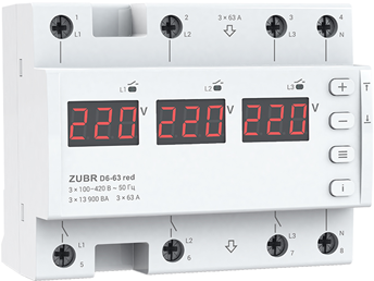 Реле напруги ZUBR D6-63 red